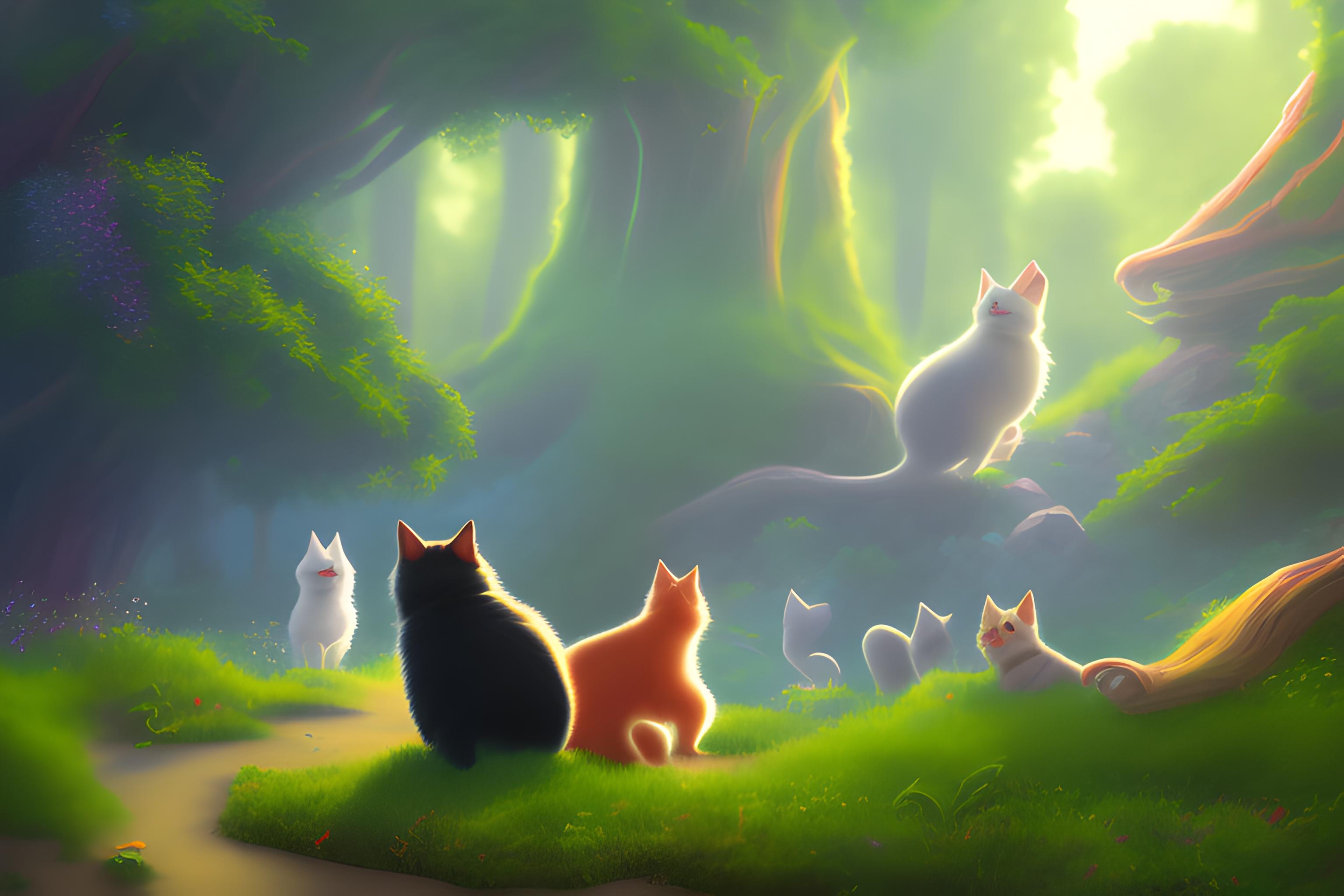 Uma paisagem com gatos, cães, patos, bois, onça pintada e o esqueleto de um homem.